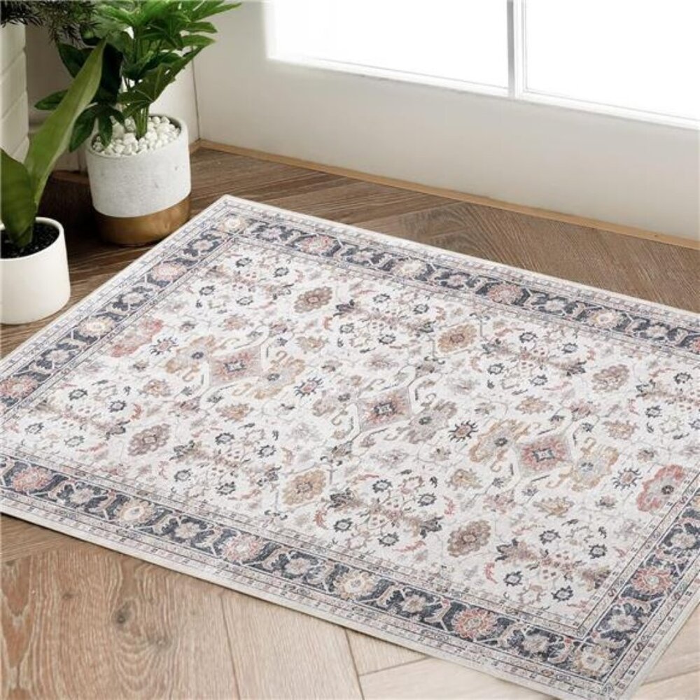 Area Rug 2x3 Entryway Rug Taupe Vintage Traditional Area Rug